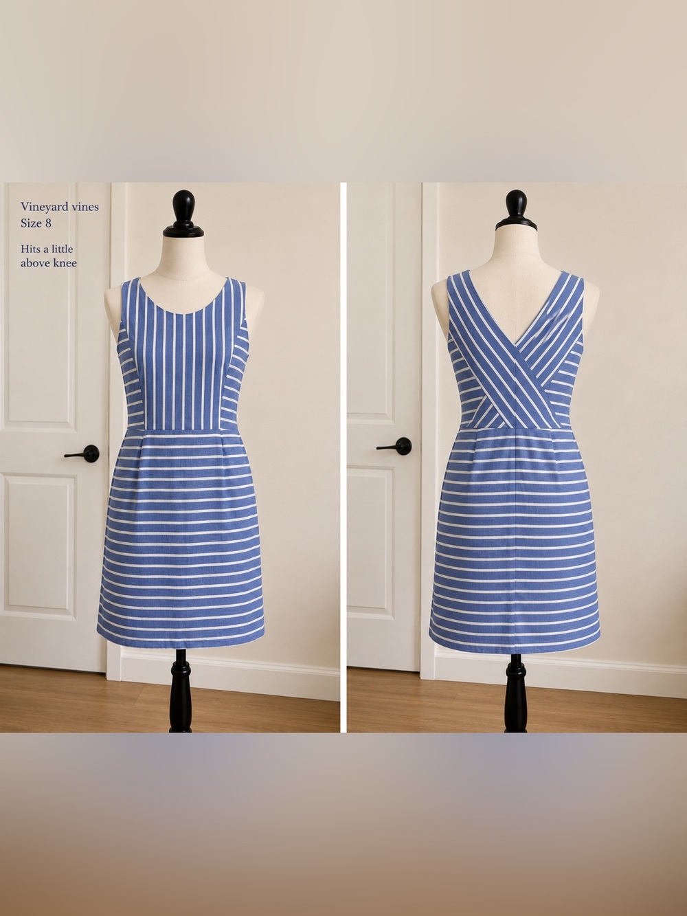 Vineyard Vines Blue and White Striped Sleeveless Mini Dress